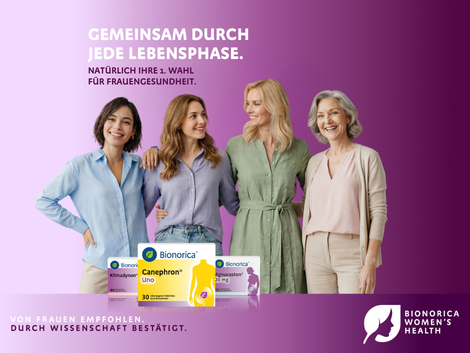 Canephron bei Blasenentzündung_Teil des Bionorica Women's-Health Portfolio - Gemeinsam durch jede Lebensphase.